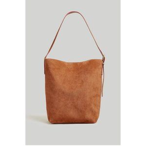 Madewell The Essential Bucket Bag in Suede Dark Caramel